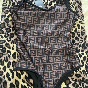 Fendi Brown and Black Bathing/Bodysuit with Iconic FF Monogram